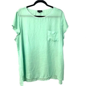 The Limited Sheer Green Front Pocket Side Slit Blouse Size XXL